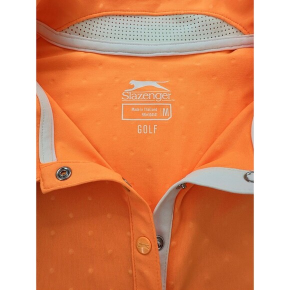 SLAZENGER Golf Polo Shirt Sleeveless Collared Top Women M Atomic Orange Neon NEW - Picture 2 of 8
